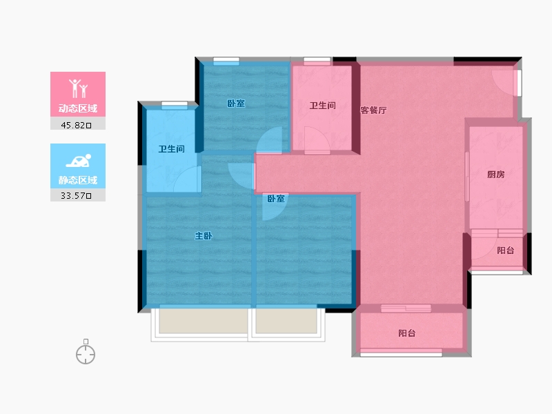 广东省-广州市-叠溪花园-70.40-户型库-动静分区