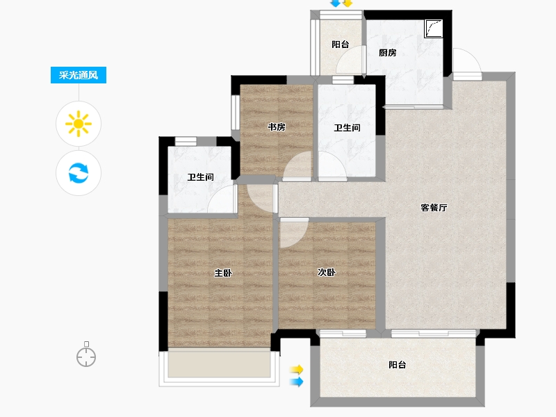 广西壮族自治区-南宁市-九宸府-71.68-户型库-采光通风