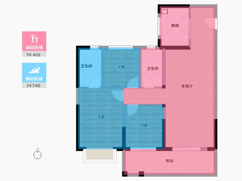 广西壮族自治区-南宁市-奥园瀚德棠悦府-81.27-户型库-动静分区