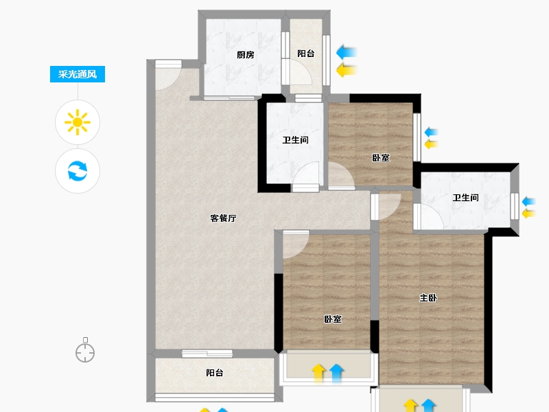 广东省-广州市-叠溪花园-83.19-户型库-采光通风