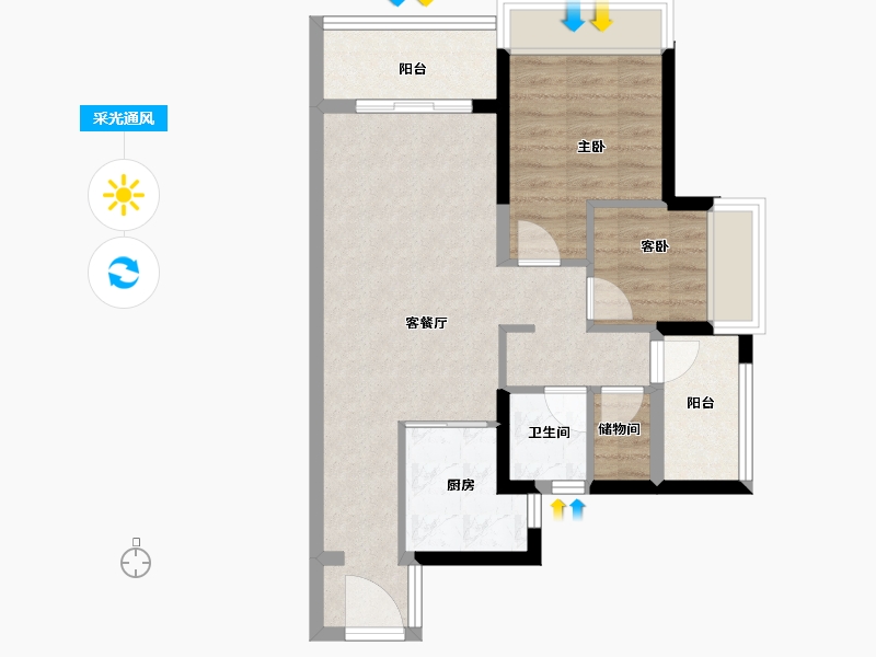 广东省-广州市-广州佳兆业悦峰-61.65-户型库-采光通风