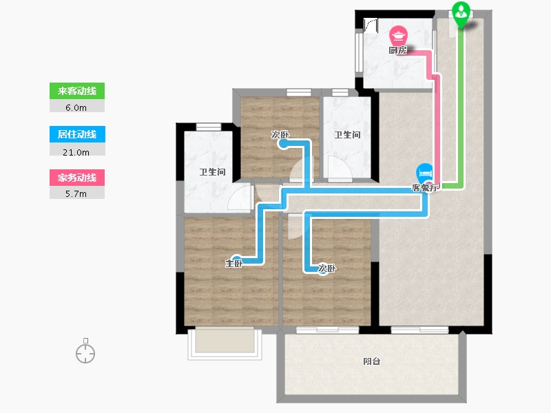 广西壮族自治区-南宁市-奥园瀚德棠悦府-85.47-户型库-动静线