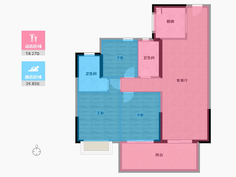 广西壮族自治区-南宁市-奥园瀚德棠悦府-85.47-户型库-动静分区