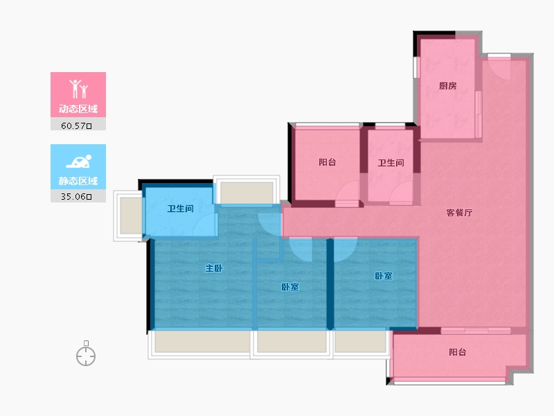 广东省-广州市-雅居乐海伦堡溪境花园-84.87-户型库-动静分区