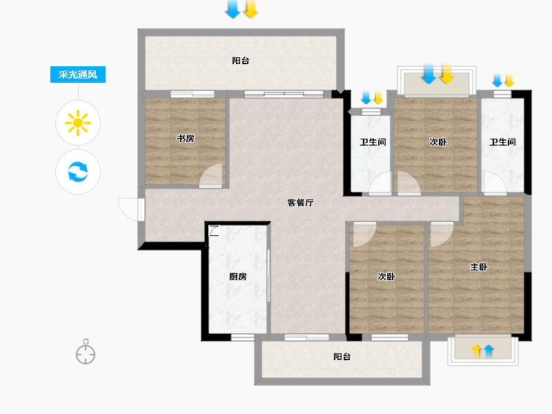 广西壮族自治区-南宁市-阳光城江南檀悦-111.50-户型库-采光通风