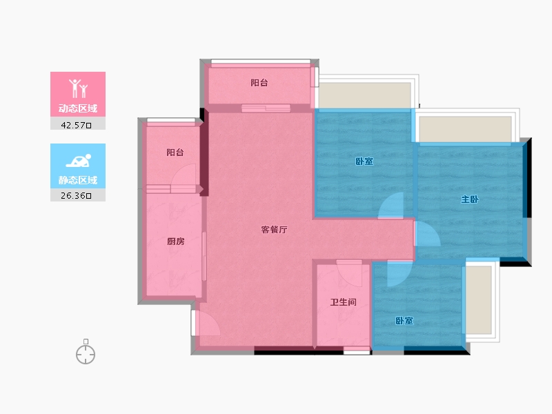 广东省-广州市-叠溪花园-61.60-户型库-动静分区