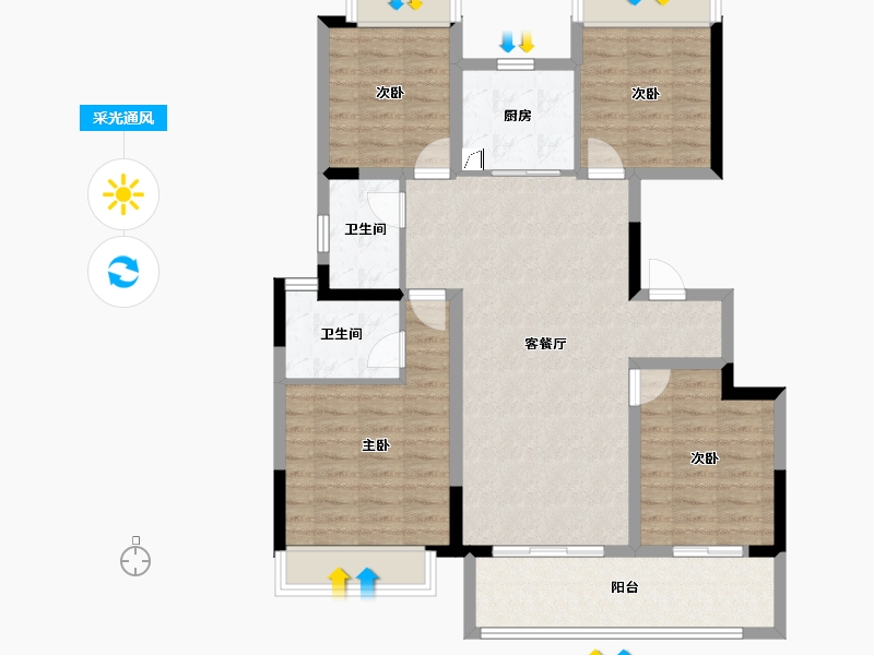 江苏省-常州市-华盛品樾公馆-100.00-户型库-采光通风