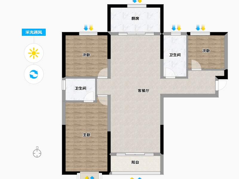 甘肃省-兰州市-瑞岭御府-108.79-户型库-采光通风