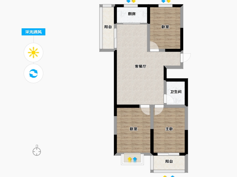 山西省-太原市-融超悦府-75.91-户型库-采光通风