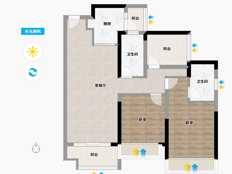 广东省-佛山市-保利华侨城云禧-78.00-户型库-采光通风