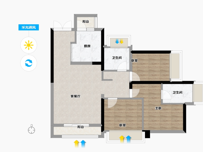 广东省-广州市-金融街花溪小镇-78.40-户型库-采光通风