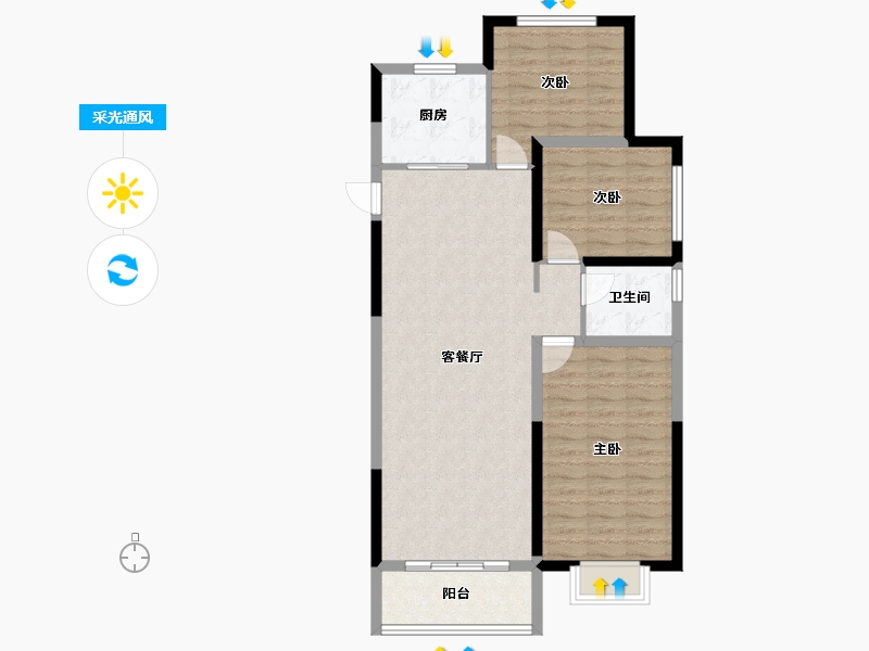 甘肃省-兰州市-瑞岭御府-91.58-户型库-采光通风