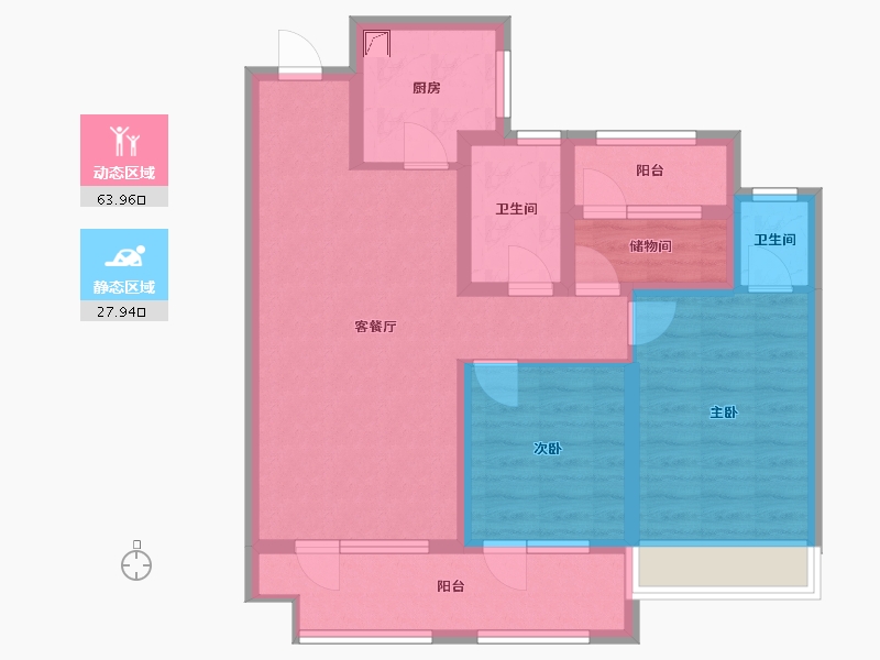 山东省-青岛市-中梁拾光映像-80.00-户型库-动静分区