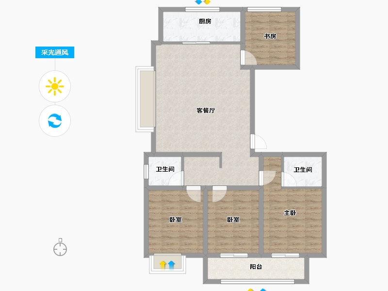 山西省-太原市-通建·融创城-96.37-户型库-采光通风