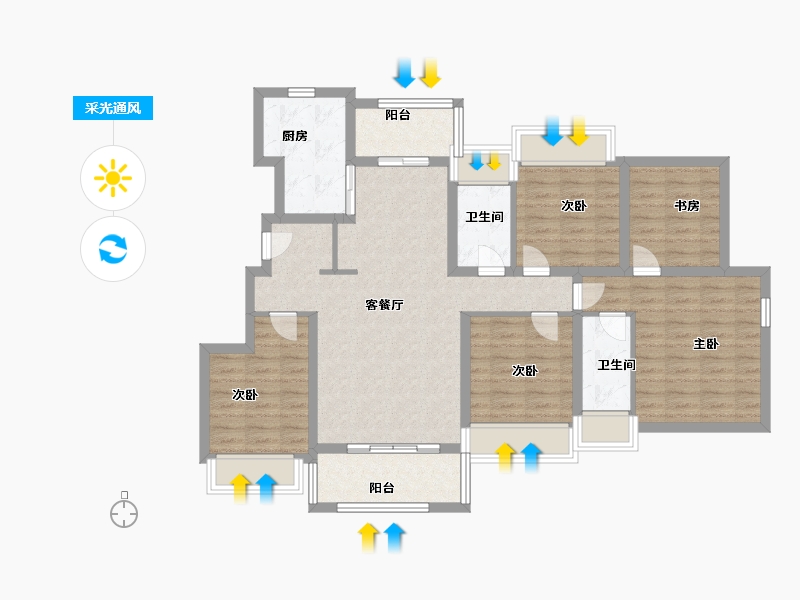 广东省-广州市-金融街花溪小镇-104.22-户型库-采光通风