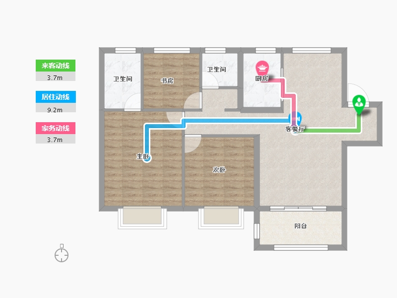 安徽省-合肥市-孔雀城时代北宸-87.13-户型库-动静线