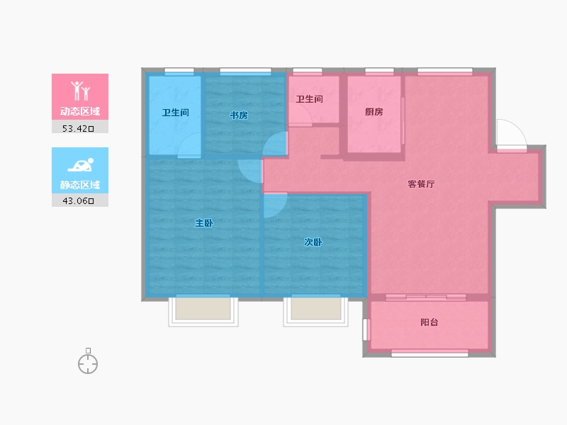 安徽省-合肥市-孔雀城时代北宸-87.13-户型库-动静分区