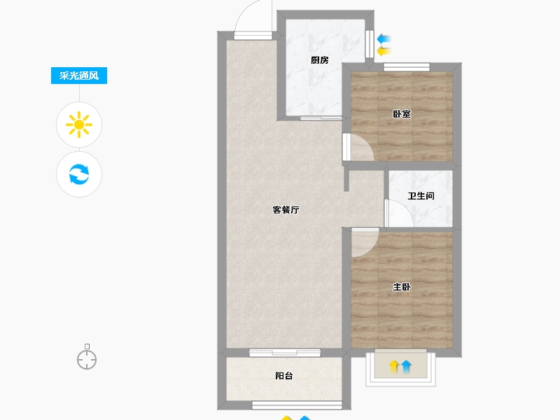 山西省-太原市-旭日·梧桐苑-57.44-户型库-采光通风