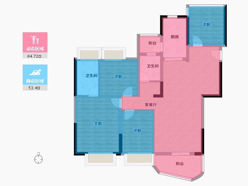 广东省-广州市-广州滨江上都-105.59-户型库-动静分区