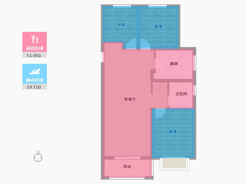 山西省-太原市-绿城中正诚园-71.60-户型库-动静分区