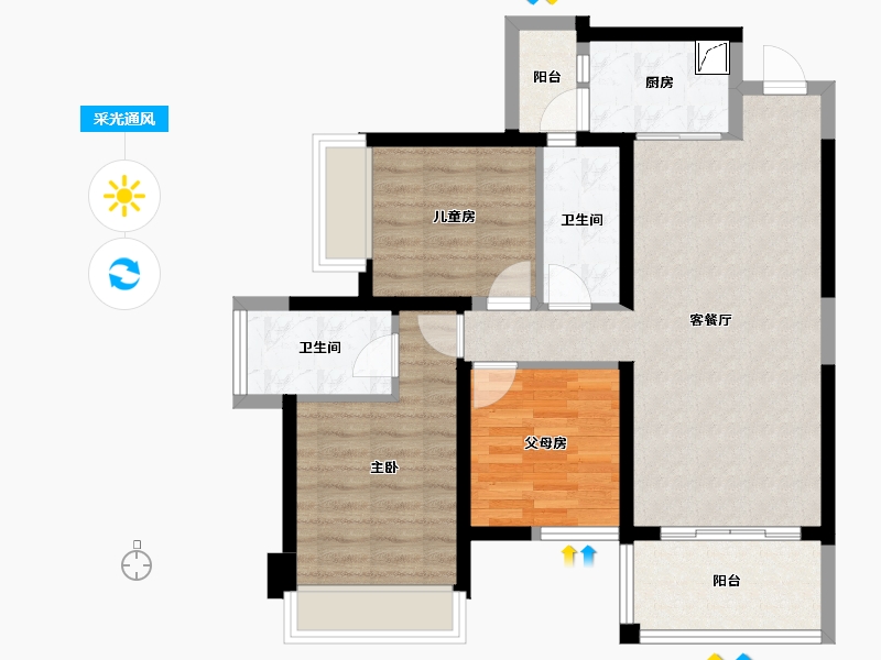 广西壮族自治区-南宁市-南宁宝能城-78.86-户型库-采光通风