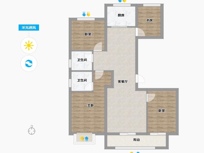 山西省-太原市-通建·融创城-88.00-户型库-采光通风