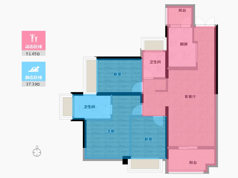 广东省-广州市-金融街花溪小镇-78.40-户型库-动静分区