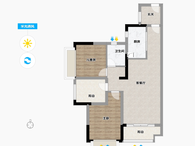 广东省-佛山市-正荣新希望金洲府-66.00-户型库-采光通风