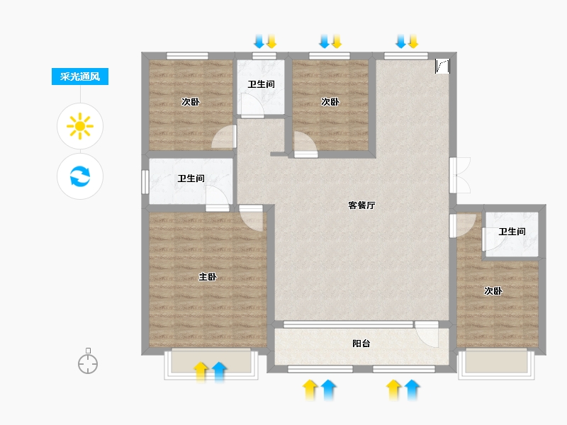 山东省-潍坊市-恒信·大都会-120.00-户型库-采光通风