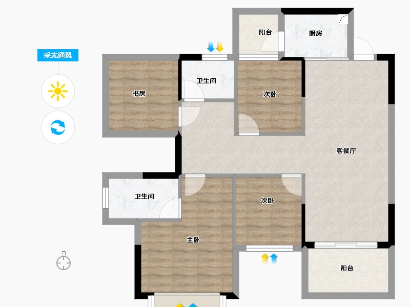 广西壮族自治区-南宁市-振业启航城-88.75-户型库-采光通风