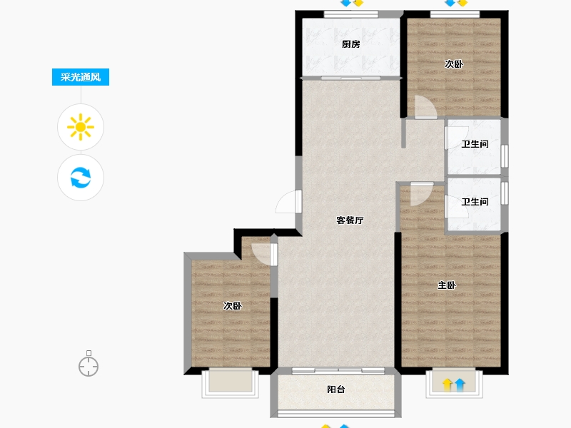 甘肃省-兰州市-瑞岭御府-101.77-户型库-采光通风