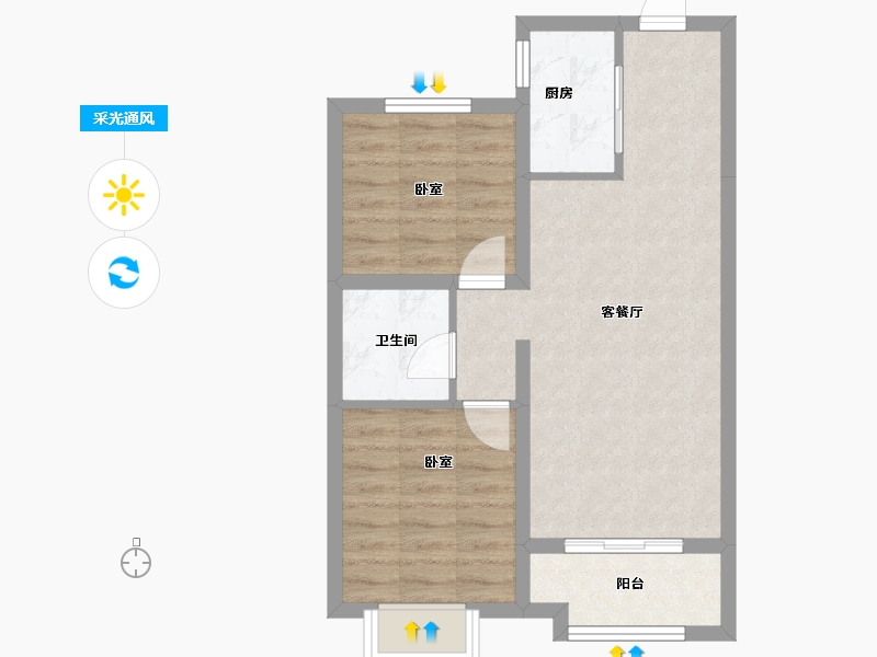 山西省-太原市-绿城中正诚园-56.50-户型库-采光通风