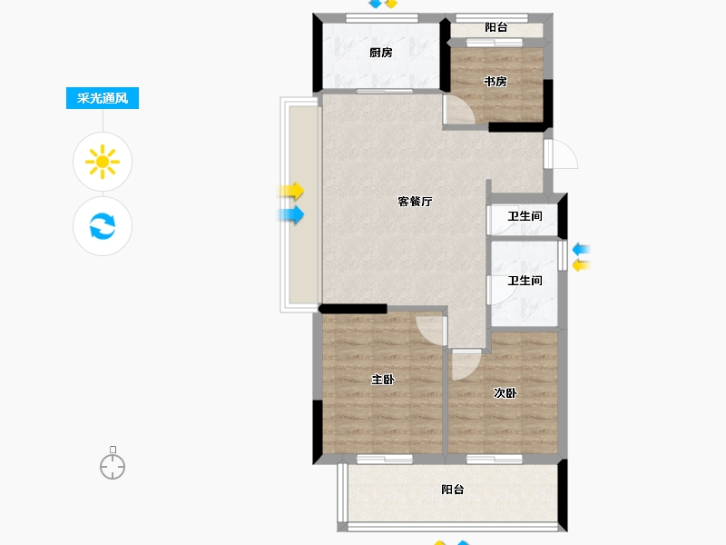 浙江省-杭州市-广宇锦上文澜-71.20-户型库-采光通风