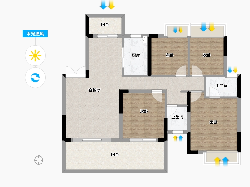 广西壮族自治区-南宁市-中建邕和府-103.15-户型库-采光通风