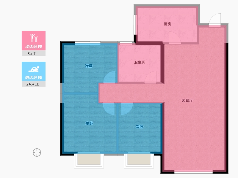 甘肃省-兰州市-瑞岭悦府-86.40-户型库-动静分区