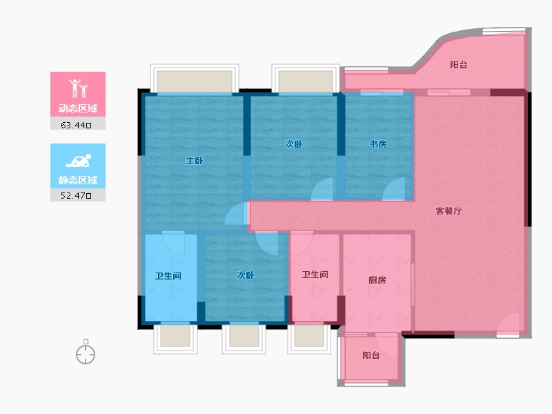 广东省-广州市-广州滨江上都-104.38-户型库-动静分区