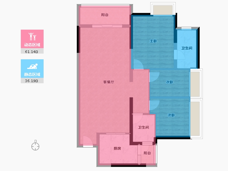 广东省-广州市-新世界·凯粤湾-87.20-户型库-动静分区