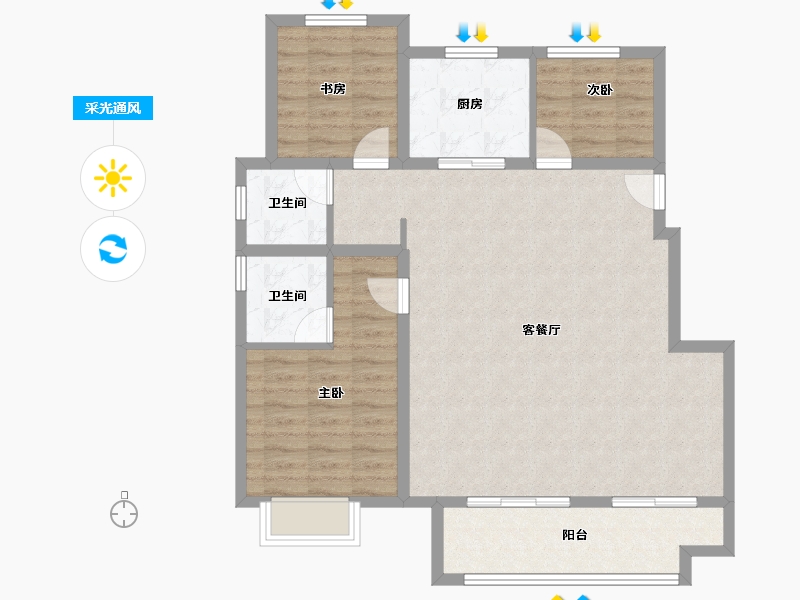 安徽省-合肥市-孔雀城时代北宸-98.57-户型库-采光通风