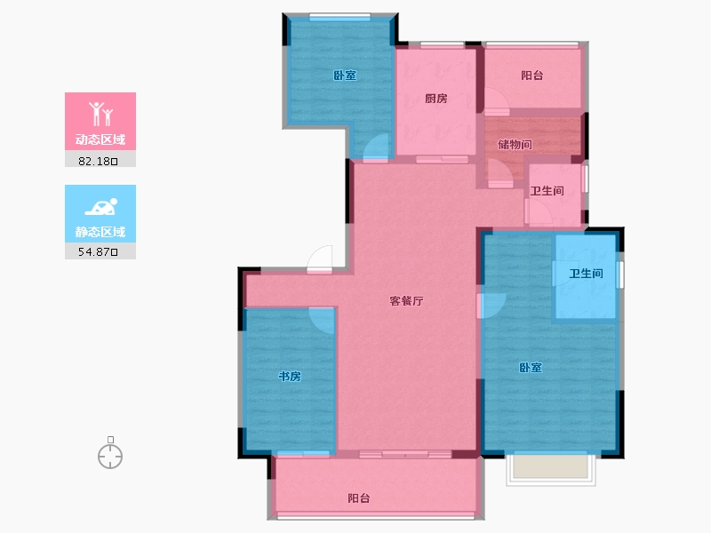 安徽省-合肥市-高速时代御府-123.65-户型库-动静分区