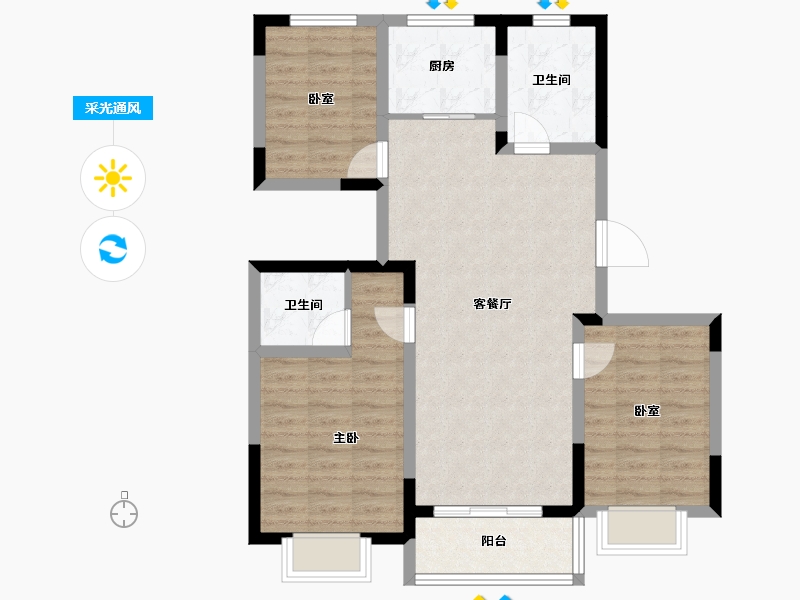 山西省-太原市-融超悦府-83.94-户型库-采光通风