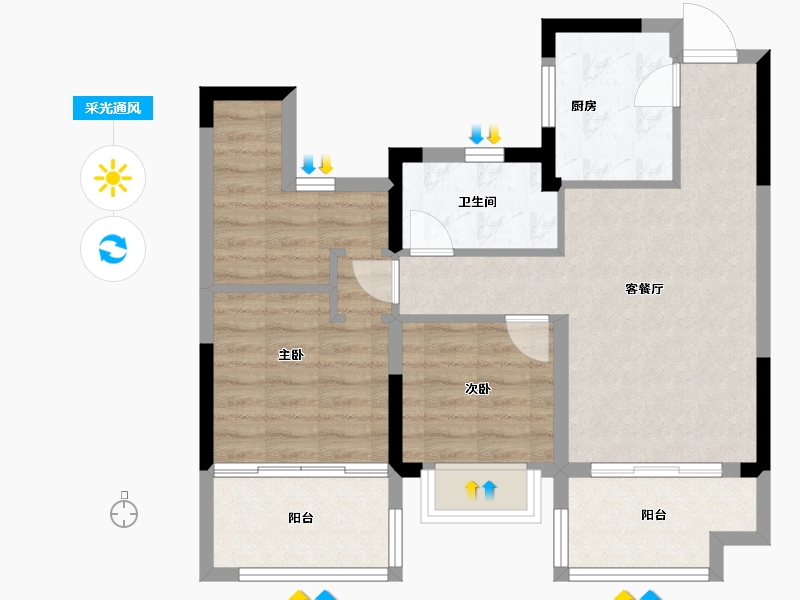 安徽省-合肥市-融侨天越-71.06-户型库-采光通风