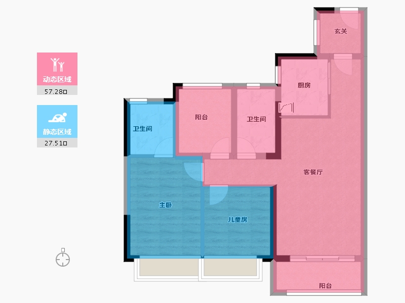 广东省-佛山市-正荣新希望金洲府-74.79-户型库-动静分区