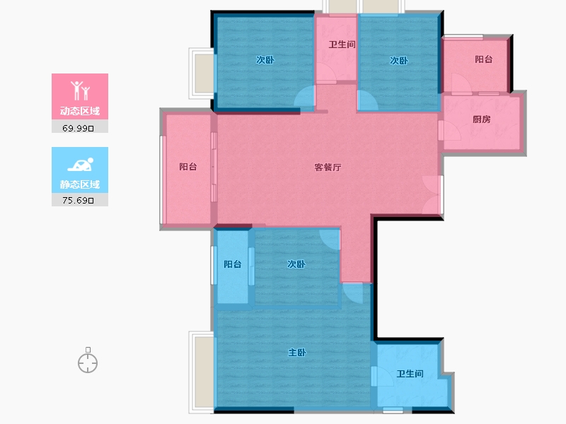 广东省-广州市-粤泰荣廷府-132.32-户型库-动静分区