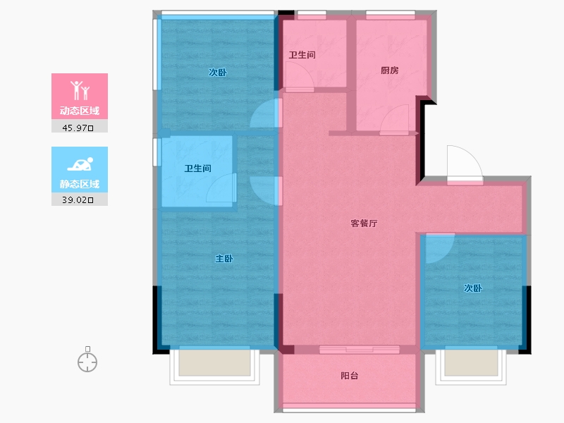 安徽省-合肥市-北城正荣府-75.40-户型库-动静分区