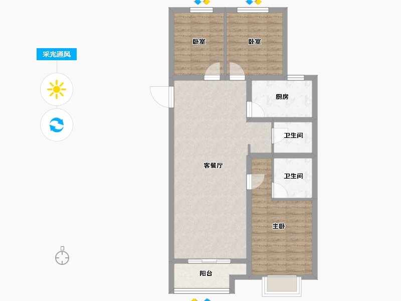 山西省-太原市-旭日·梧桐苑-83.47-户型库-采光通风