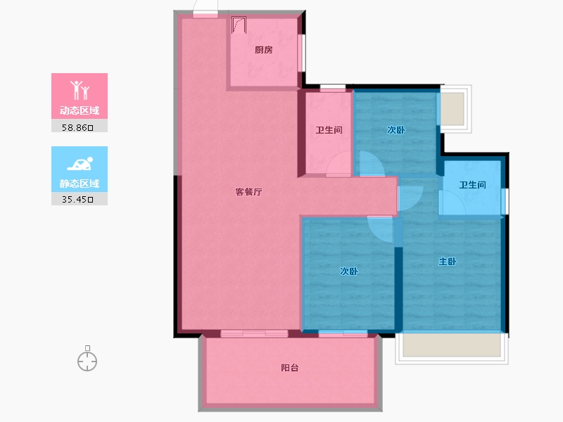 广西壮族自治区-南宁市-凯旋1号上水湾-84.87-户型库-动静分区