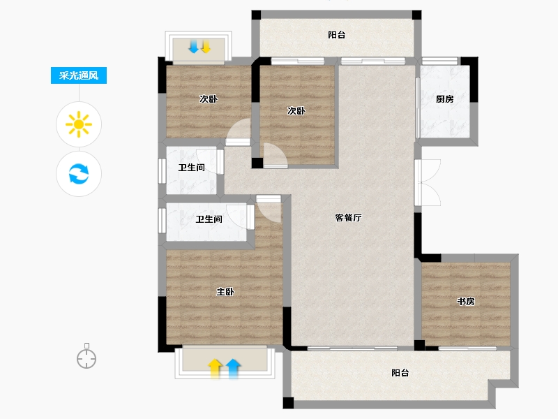 广西壮族自治区-南宁市-中鼎公园首府-97.78-户型库-采光通风