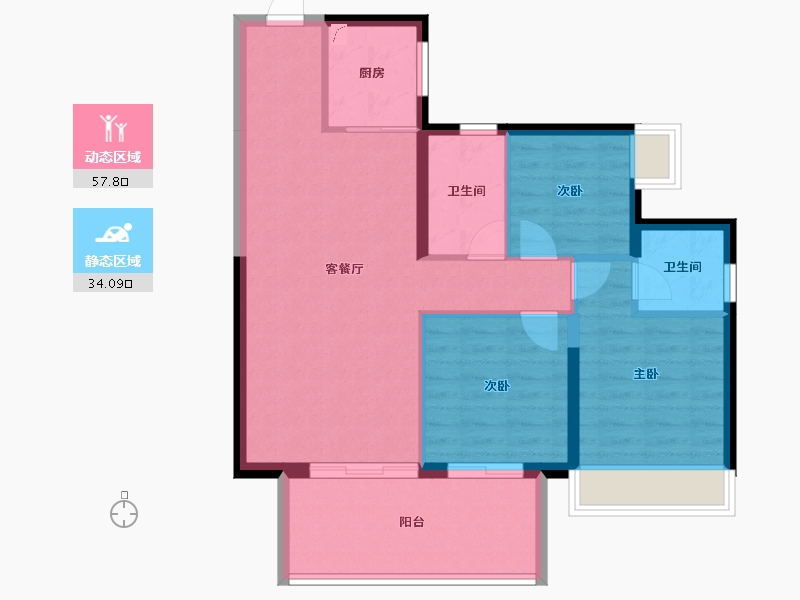 广西壮族自治区-南宁市-凯旋1号上水湾-82.80-户型库-动静分区