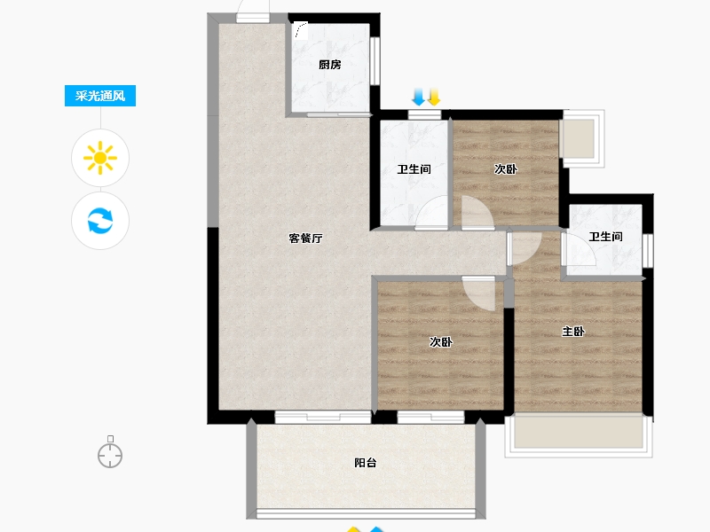 广西壮族自治区-南宁市-凯旋1号上水湾-82.80-户型库-采光通风