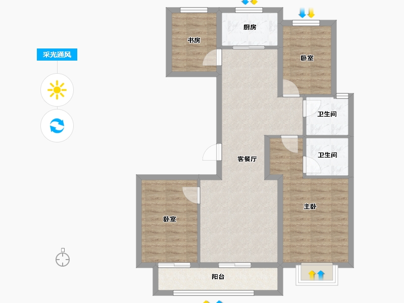 山西省-太原市-通建·融创城-87.65-户型库-采光通风